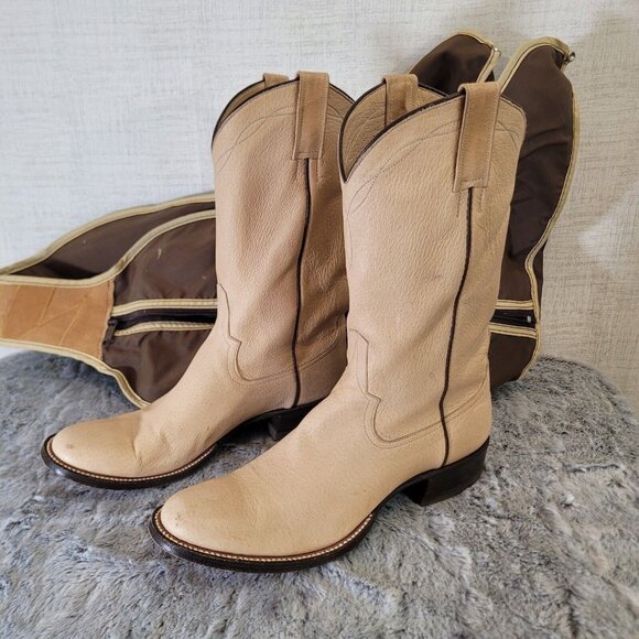Rios of Mercedes Shoes - Rios of Mercedes Cowgirl Western Boots Womens 7B Tan Nubuck Vintage 0360 3228